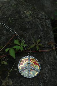 Necklace- Soldered Vintage Tin Peace Sign