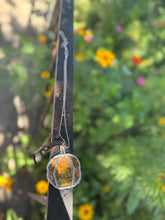 Load image into Gallery viewer, Necklace- Pumpkin Tin Orange Floral
