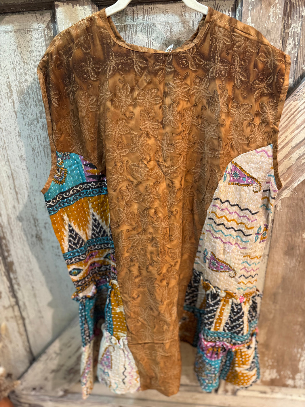 Get Ready Ruffle Tunic Camel Teal