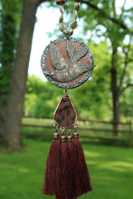 Load image into Gallery viewer, ARB- Huge Bird Pendant Cheetah Tassel Necklace
