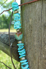 Load image into Gallery viewer, Necklace- Chunky Turq • Genuine Leather Necklace
