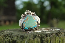 Load image into Gallery viewer, Rings- Turquoise + Pyrite with Flowers
