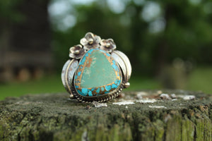 Rings- Turquoise + Pyrite with Flowers