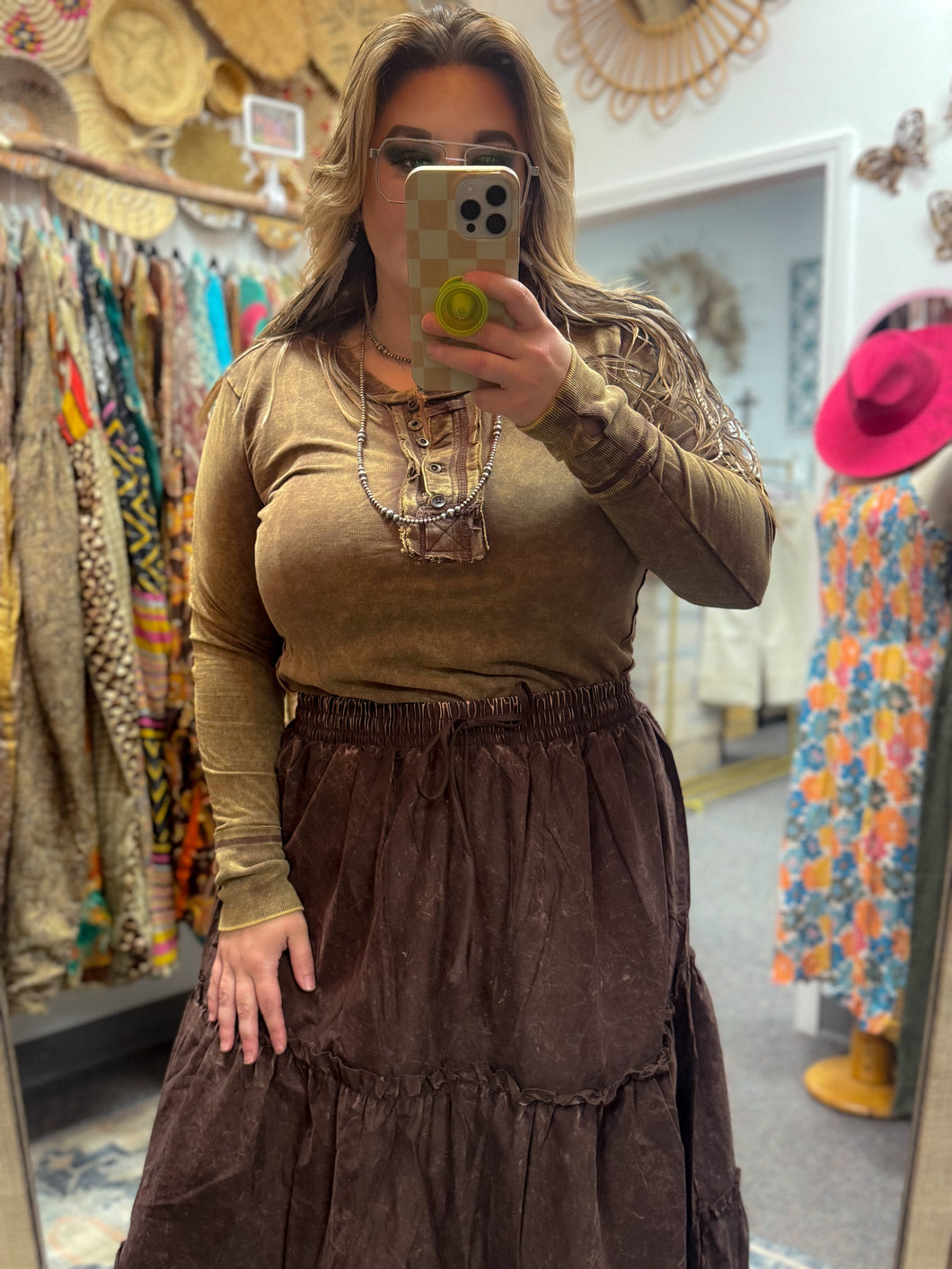 Zenana- Mahogany Thumb Hole Top