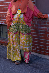 Kantha Bae- Lotus Pants Chartreuse Pink