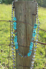Load image into Gallery viewer, Necklace- Chunky Turq • Genuine Leather Necklace
