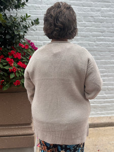Zenana- Curvy Beige Knit Pocket Cardi