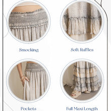 Load image into Gallery viewer, young threads- curvy ruffled tier maxi skirt (grey)
