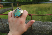 Load image into Gallery viewer, Rings- Turquoise + Pyrite with Flowers
