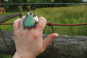 Rings- Turquoise + Pyrite with Flowers