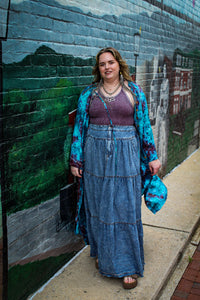 Bluevelvet- Denim Chambray Button Maxi Skirt
