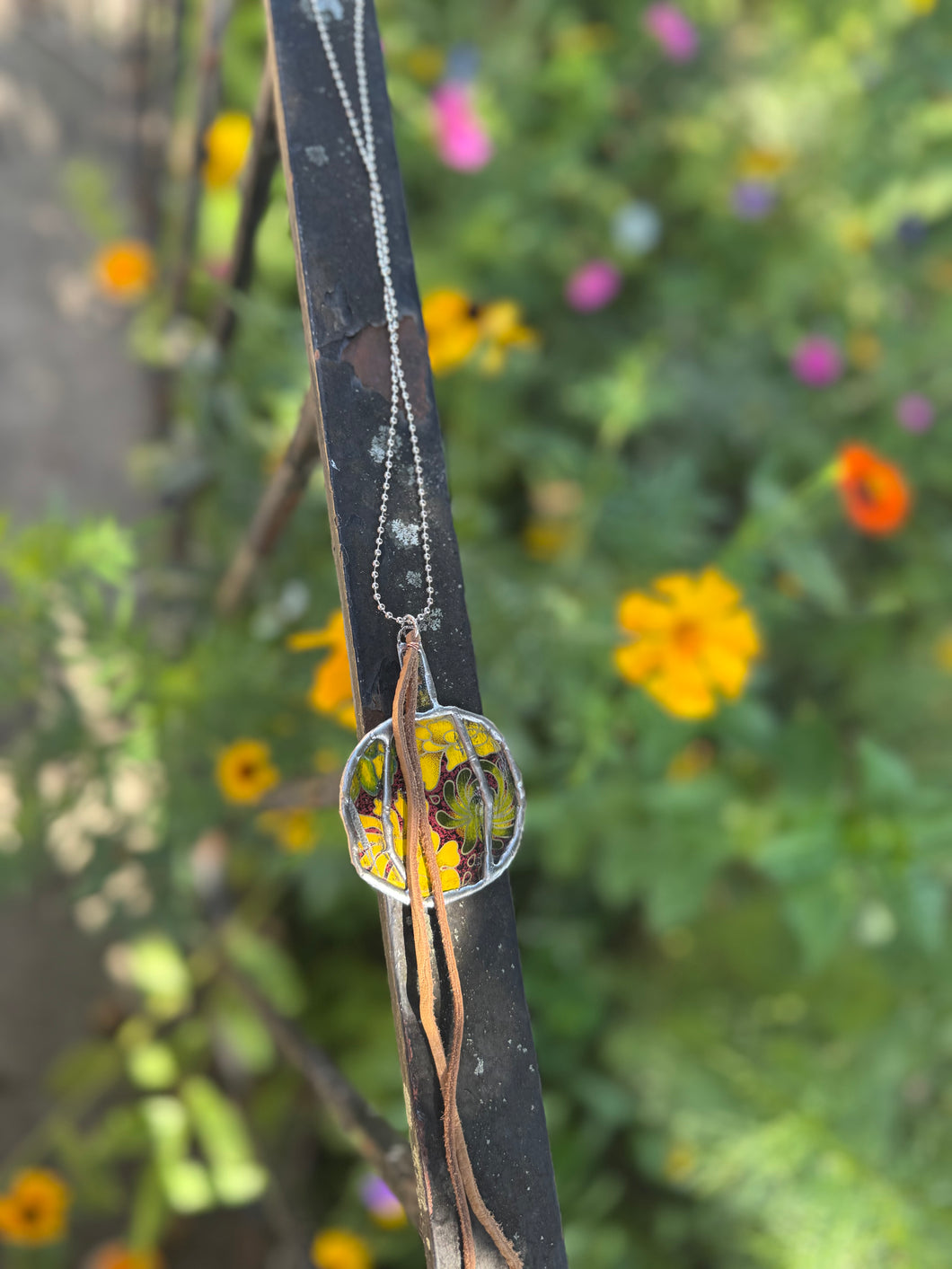 Necklace- Wine Floral Tin