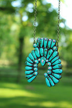 Load image into Gallery viewer, NECKLACE- Jeweled Clay Turquoise Squash Blossom
