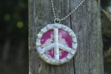 Load image into Gallery viewer, Necklace- Double Sided Kantha Peace Sign
