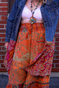 Kantha Bae- Lotus Pants Orange Green Wine