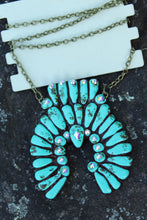 Load image into Gallery viewer, NECKLACE- Jeweled Clay Turquoise Squash Blossom
