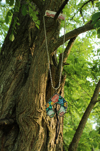 Necklace- Vintage Tin Naja Leather Tassle Necklace