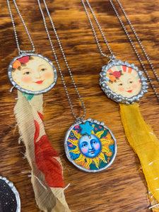 Necklace- Double Sided Moon Faces