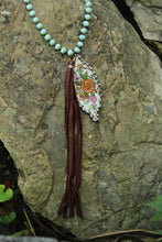 Load image into Gallery viewer, Necklace- Vintage Tin Pendant Genuine Leather
