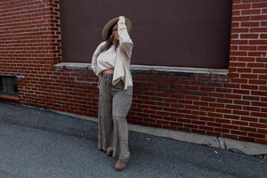 Easel- Mocha Tiered Wide Leg Pants