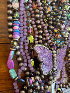 ABA- Huge Purple Butterfly Cowboy Pearls