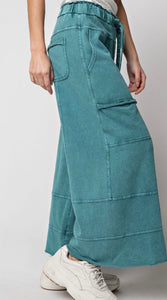 Easel-Curvy  French Terry Teal Sweatpants