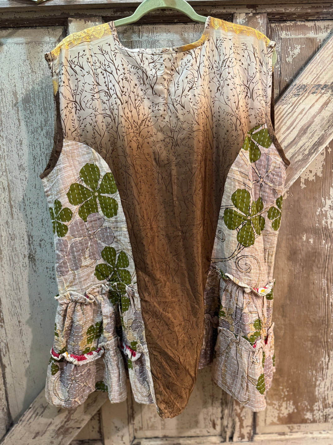 Get Ready Ruffle Tunic Brown Green