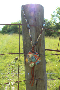 Necklace- Vintage Tumbled Mexican Tile Flower
