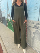 Load image into Gallery viewer, Zenana- Olive Knit Wide Leg Jumpie
