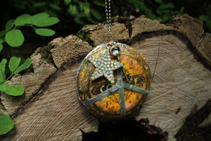 Necklace- Vintage Coffee Lid Tin Peace Sign