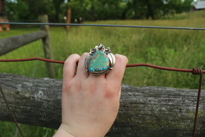 Rings- Turquoise + Pyrite with Flowers