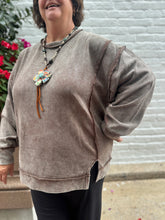 Load image into Gallery viewer, Zenana- Curvy Brown Ribbed Side Slit Sweater
