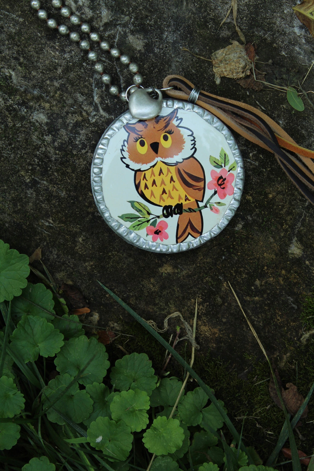 Necklace- Vintage Owl Soldered Tin