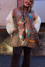 Load image into Gallery viewer, Get Ready Ruffle Tunic Blue Flower Brown
