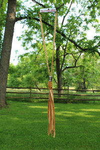 ABA- Camel Leather Braided Tassel Necklace