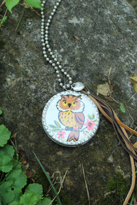 Necklace- Vintage Owl Soldered Tin