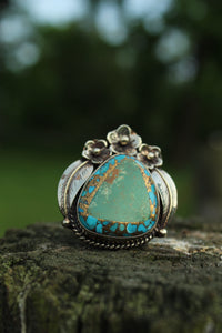 Rings- Turquoise + Pyrite with Flowers