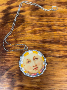 Necklace- Retro Moon Yellow