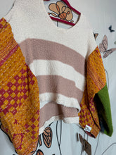 Load image into Gallery viewer, Morgan Factory- Pink/White Stripe Kantha Sweater
