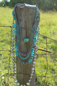 Necklace- Navajo Big Turquoise Oval Drop