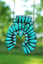Load image into Gallery viewer, NECKLACE- Jeweled Clay Turquoise Squash Blossom
