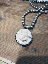 Load image into Gallery viewer, Necklace- Bone Carved Sun + Moon
