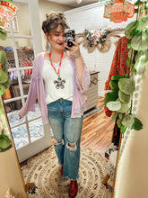 Load image into Gallery viewer, POL-Purple Lace Short Kimono
