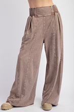 Load image into Gallery viewer, Easel- Mocha Smocked Band Washed Terry Pants
