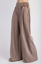 Load image into Gallery viewer, Easel- Mocha Smocked Band Washed Terry Pants
