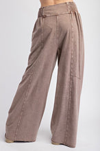 Load image into Gallery viewer, Easel- Mocha Smocked Band Washed Terry Pants
