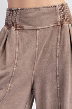 Load image into Gallery viewer, Easel- Mocha Smocked Band Washed Terry Pants
