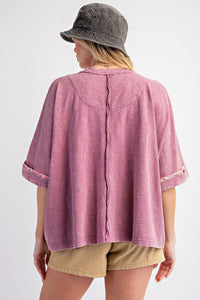 Easel- CURVY Magenta Floral Patch Top