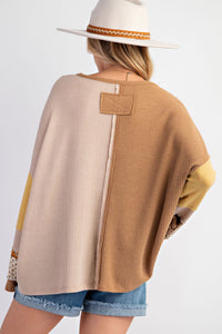 Easel-  Mocha Daisy Patch Pullover